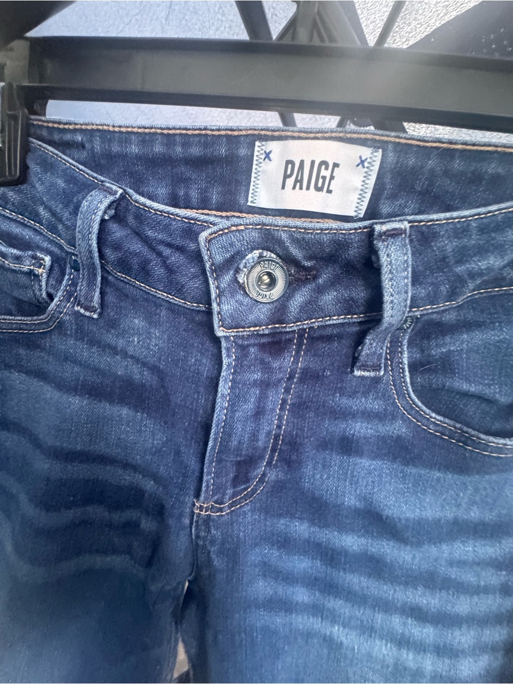 PAIGE Indigo Denim Jeans with Contrast Stitching